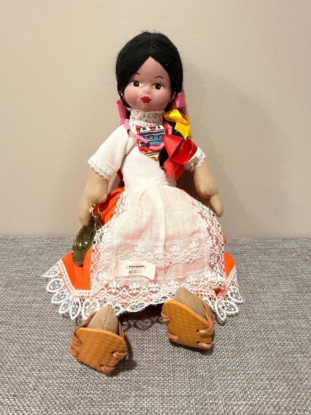Vintage Mexican  Doll Traditional Folk Costume Mexico Handmade Souvenir Doll
